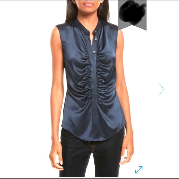 theory ruched silk blouse